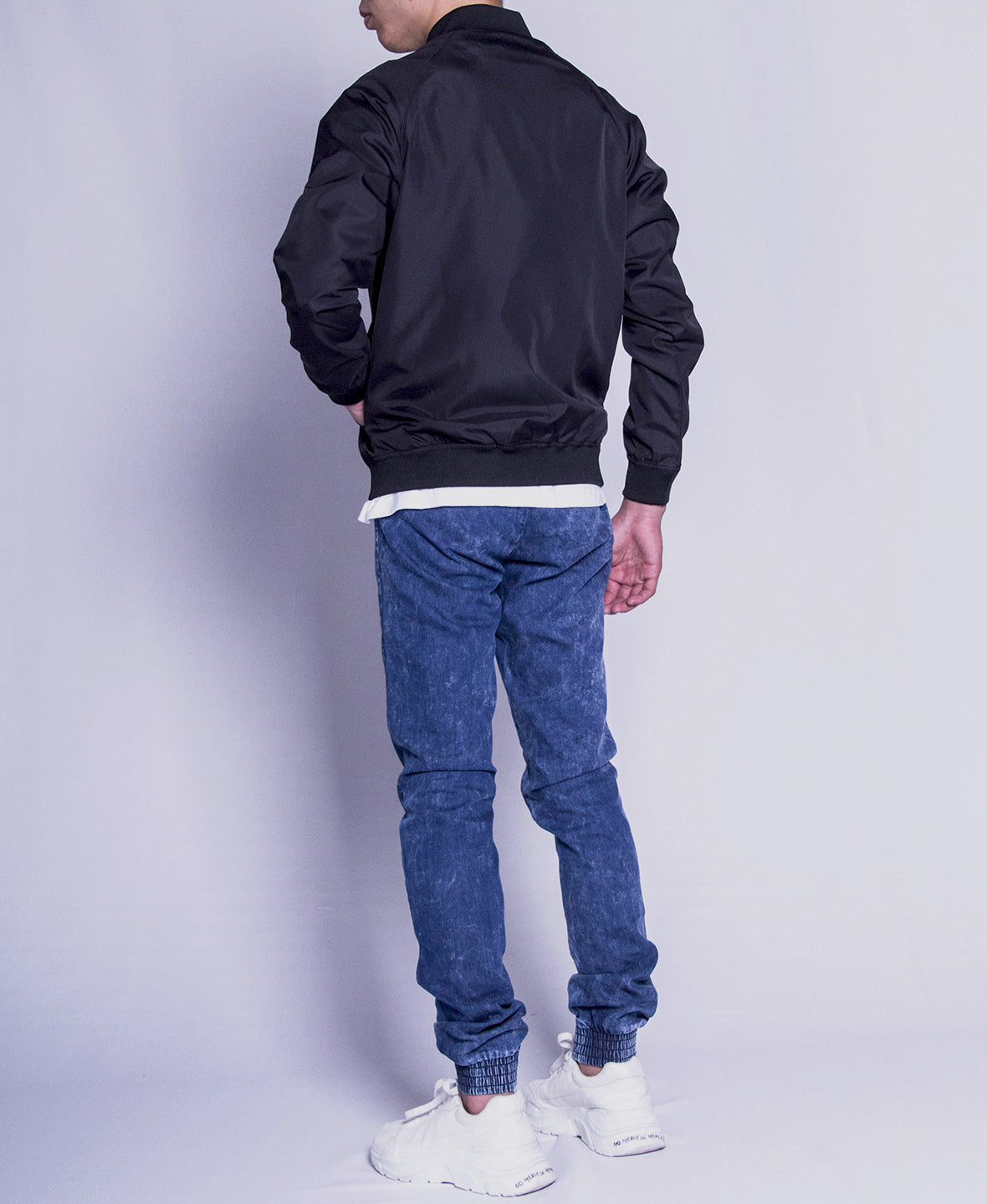 Men Bomber Jacket - Black - F9M105