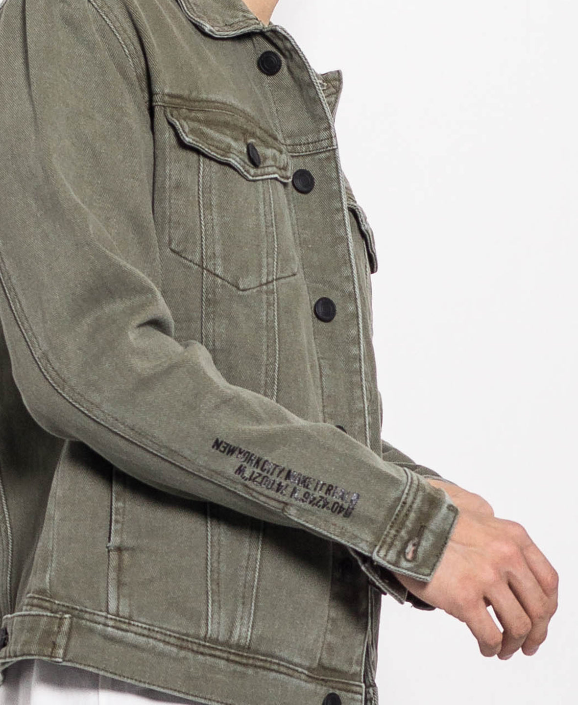 Men Denim Jacket - Army Green - H0M670