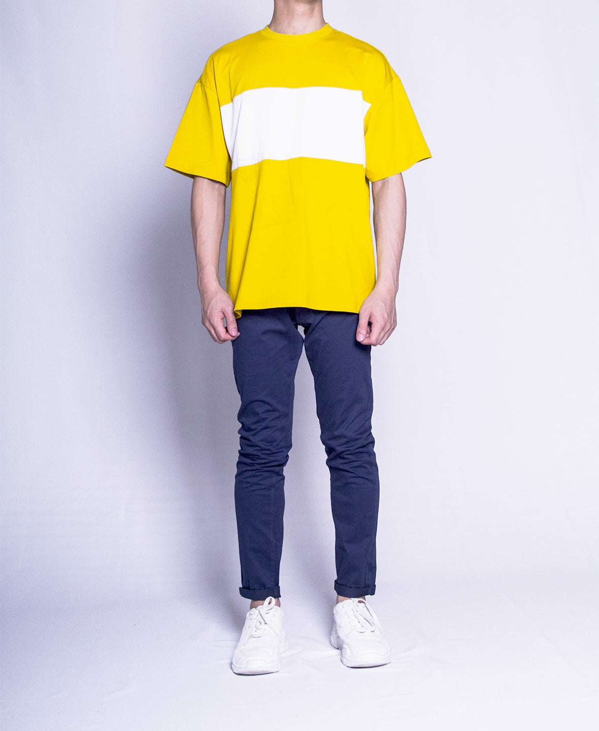 Men Oversized Short Sleeve Graphic Tee - Mustard Yellow - F9M044