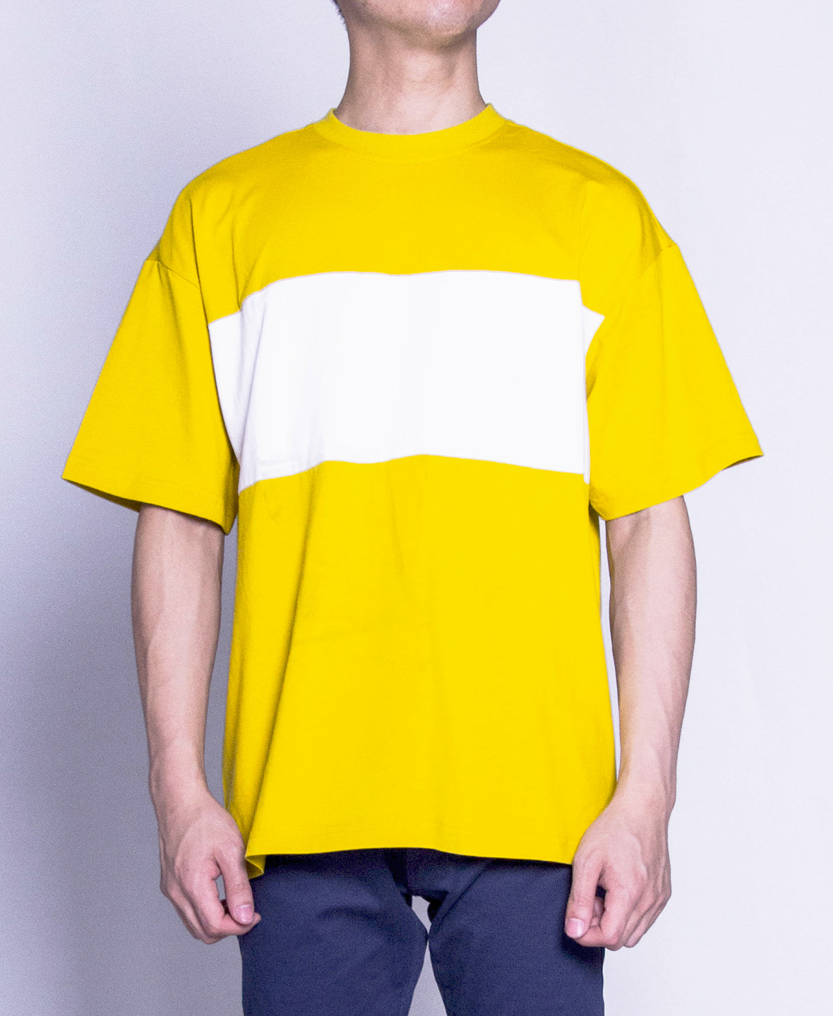 Men Oversized Short Sleeve Graphic Tee - Mustard Yellow - F9M044