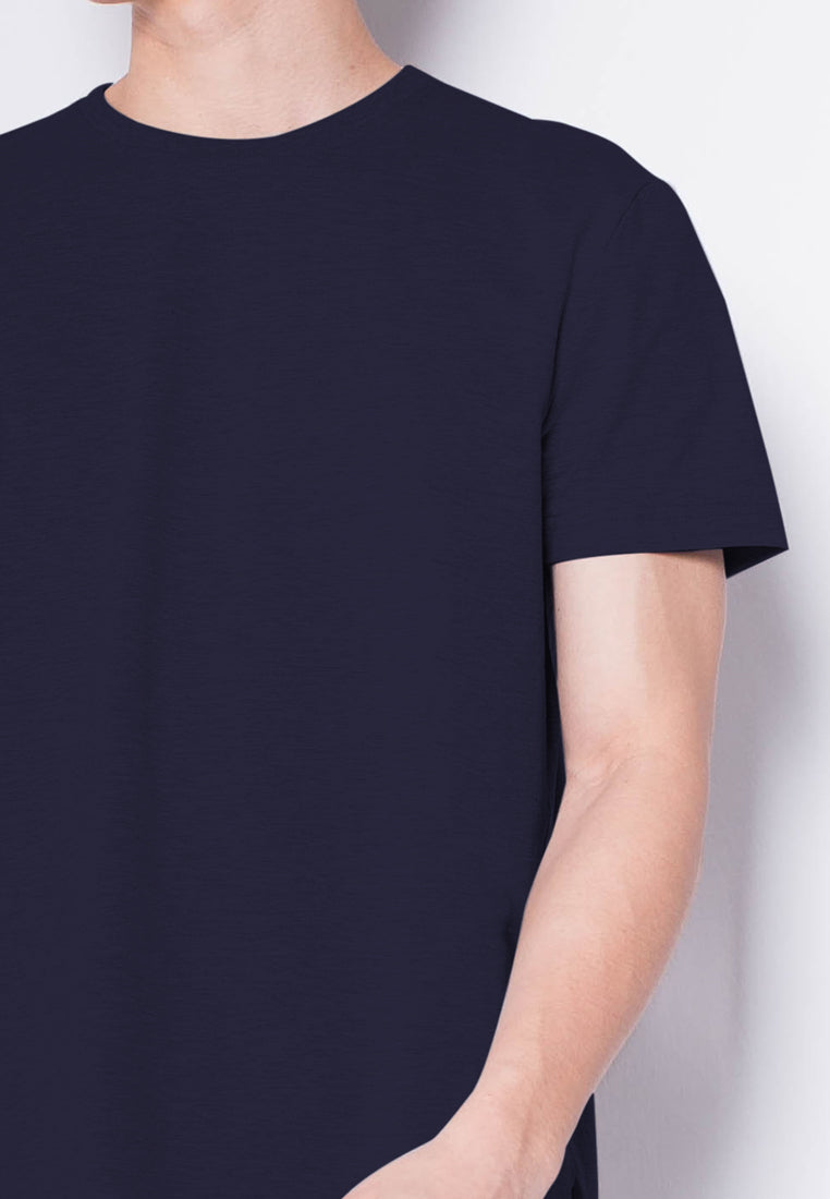 Men Short-Sleeve Basic Round Tee - NAVY - H0M539