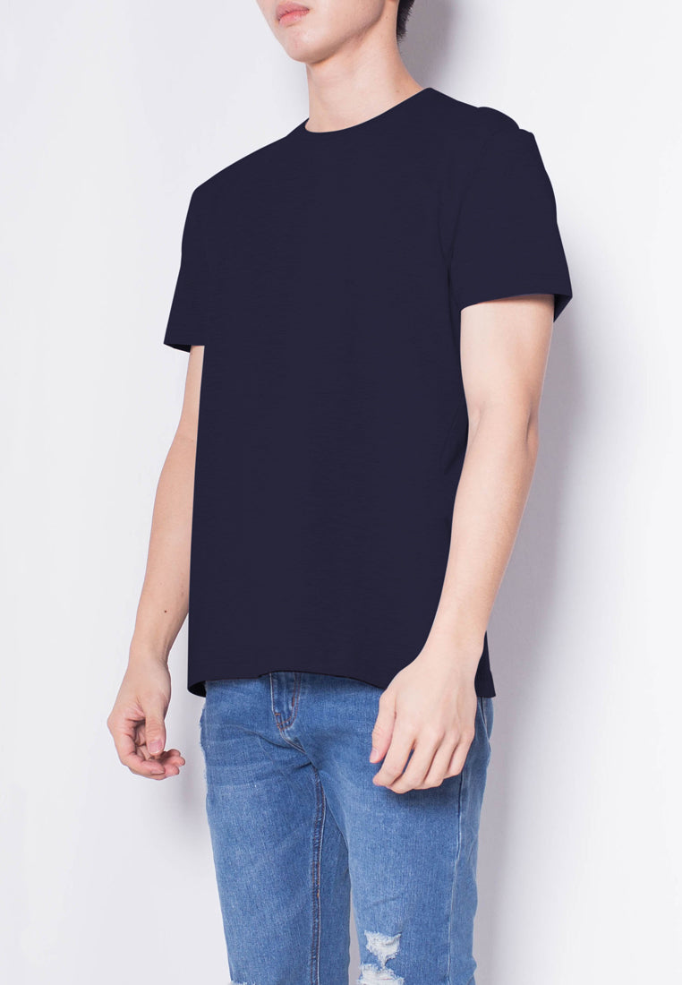 Men Short-Sleeve Basic Round Tee - NAVY - H0M539