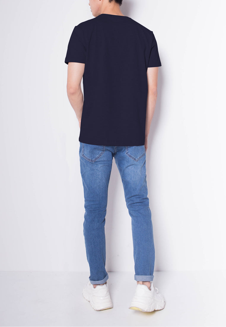 Men Short-Sleeve Basic Round Tee - NAVY - H0M539