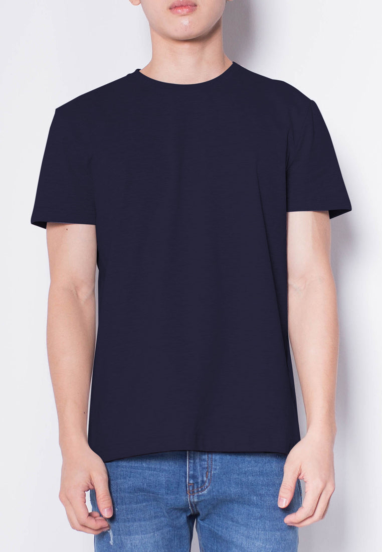 Men Short-Sleeve Basic Round Tee - NAVY - H0M539