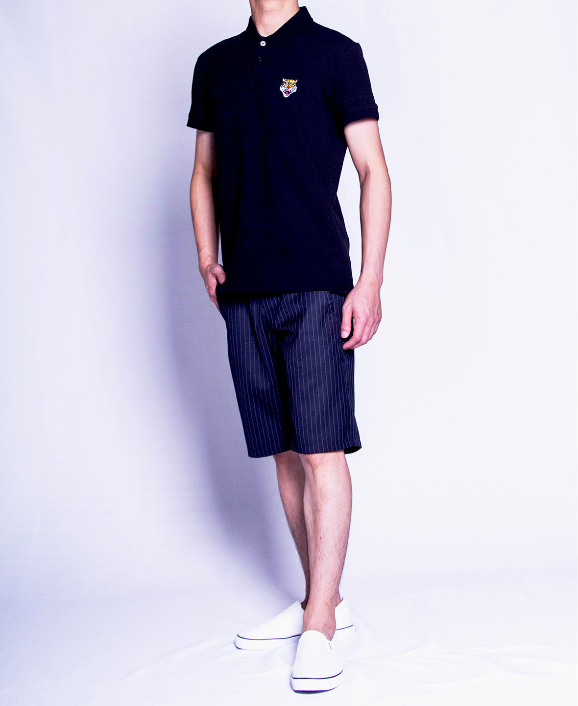 Men Polo Tee - Black - F9M086