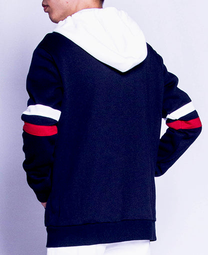 Men Long-Sleeve Hoodie Jacket - Navy - F9M139