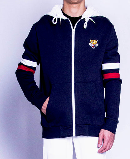 Men Long-Sleeve Hoodie Jacket - Navy - F9M139