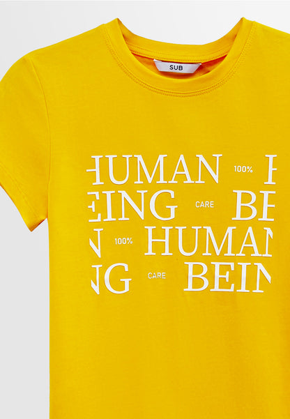 Women Short-Sleeve Graphic Tee - Yellow - H2W492