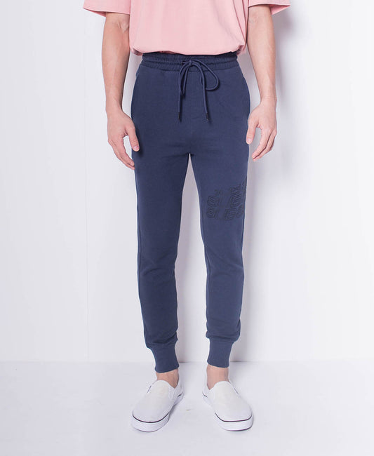 Men Knit Long Jogger With Logo Prints - Navy - H0M518