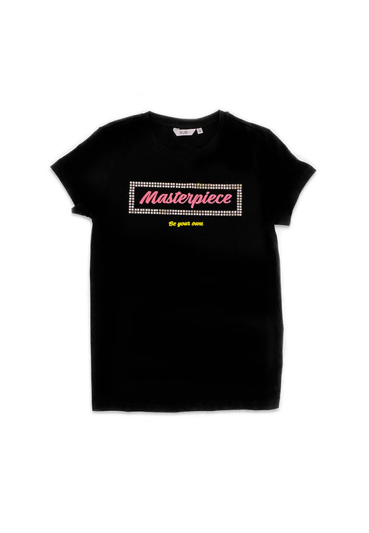 WOMEN SHORT-SLEEVE GRAPHIC TEE - BLACK - M1W048