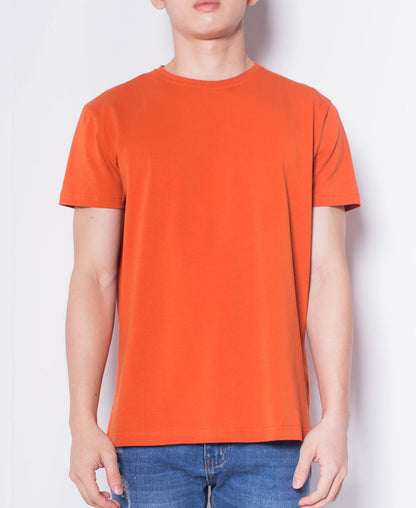 Men Short-Sleeve Basic Round Tee - Orange - H0M934