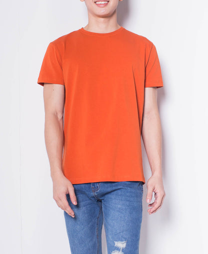 Men Short-Sleeve Basic Round Tee - Orange - H0M934