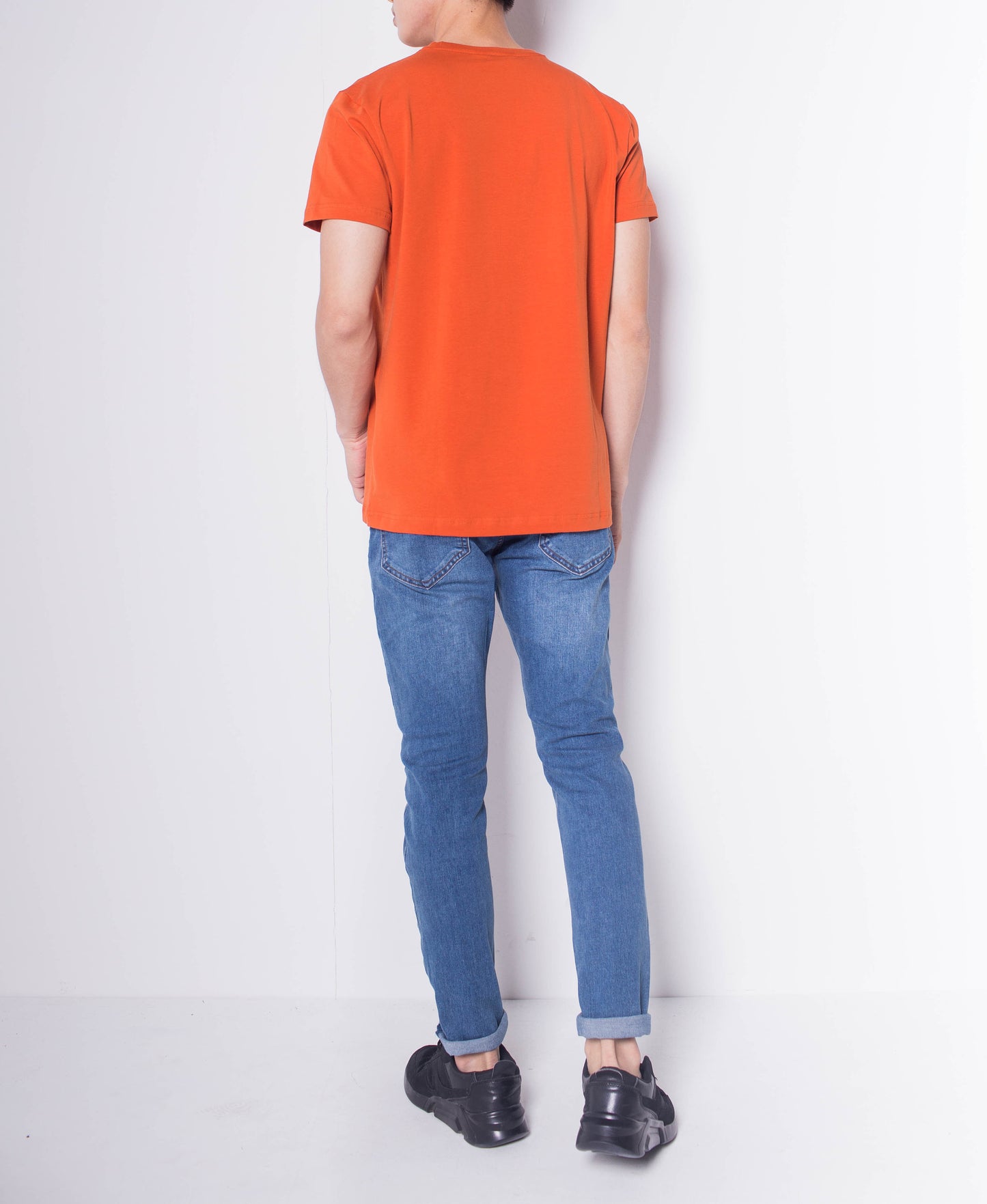 Men Short-Sleeve Basic Round Tee - Orange - H0M934