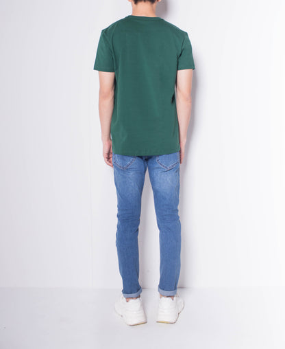 Men Short Sleeve Basic Round Tee - Green - H0M935