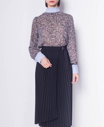 Women Pleated Long Skirt  - Black - H0W754