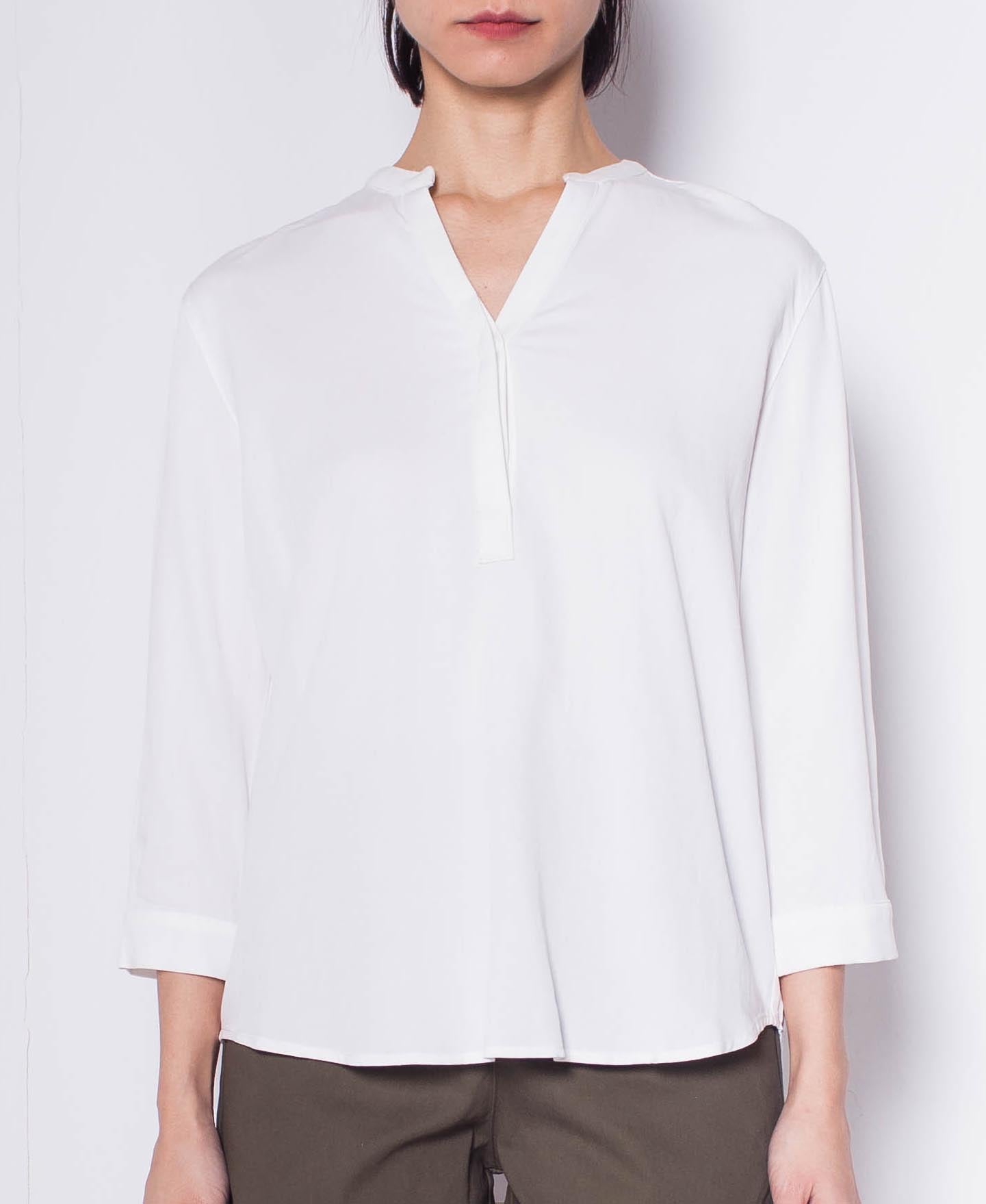 Women Slot Collar Blouse - White - H0W761