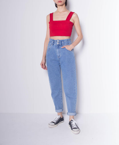 Women Stretchable Cropped Cami Top - Red - H0W828