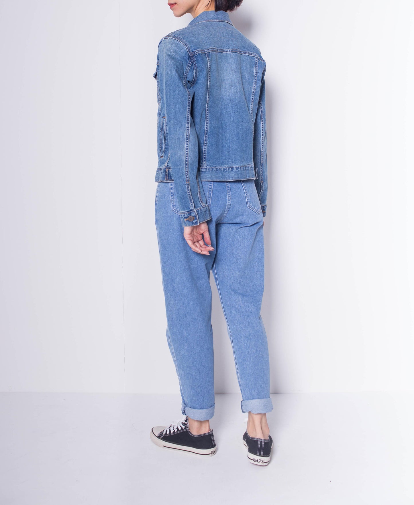 Women Denim Jacket With Vintage Washing - Blue - H0W838