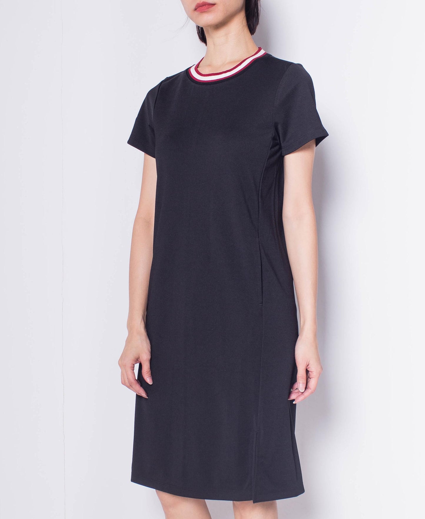 Women Short Sleeve Slip Dress - Black - H0W914