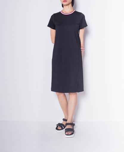 Women Short Sleeve Slip Dress - Black - H0W914