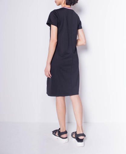 Women Short Sleeve Slip Dress - Black - H0W914