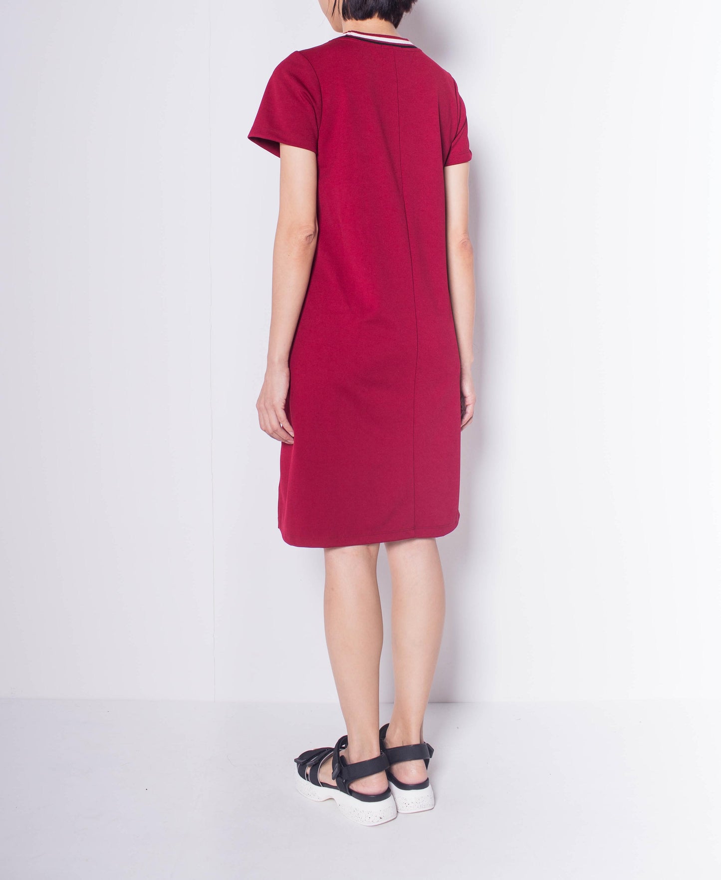 Women Short Sleeve Slip Dress - Maroon - H0W915