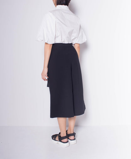 Women Cropped Culottes Pants - BLACK - H0W922