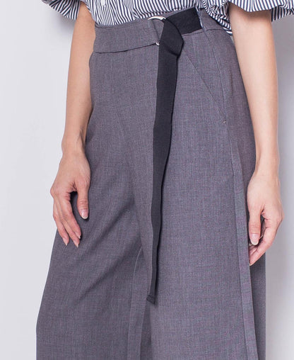 Women Cropped Culottes Pants - Dark Grey - H0W923