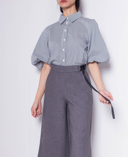 Women Cropped Culottes Pants - Dark Grey - H0W923