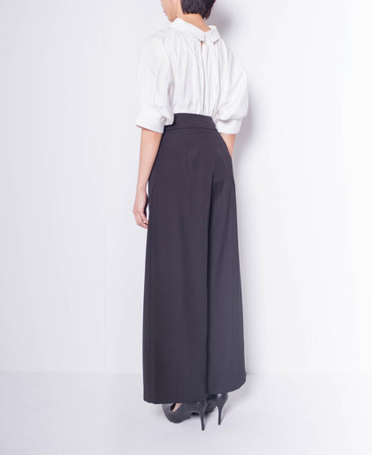 Women High Waisted Culottes - Black - H0W924