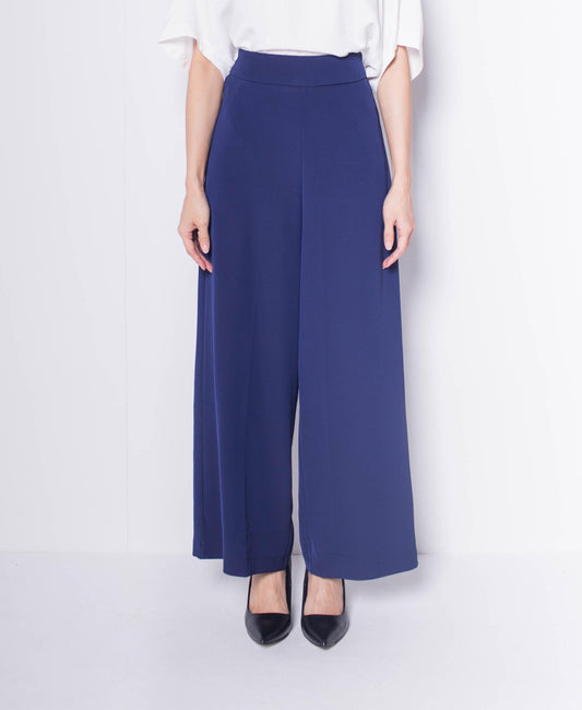 Women High Waisted Culottes - Navy - H0W925