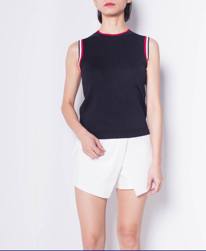 Women Sleeveless Knit Top - Black - H0W930