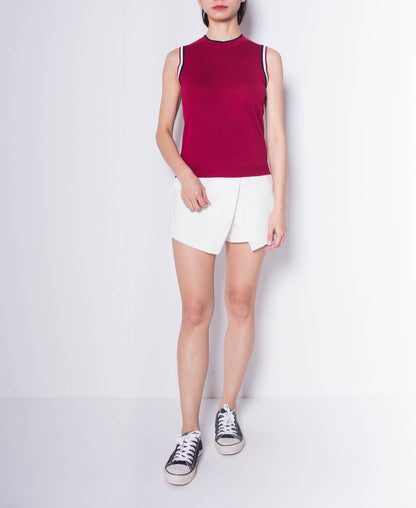 Women Sleeveless Knit Top - Red - H0W931