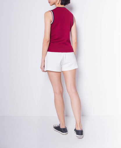 Women Sleeveless Knit Top - Red - H0W931