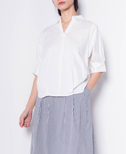 Women Lantern Sleeve Blouse - White - H0W937