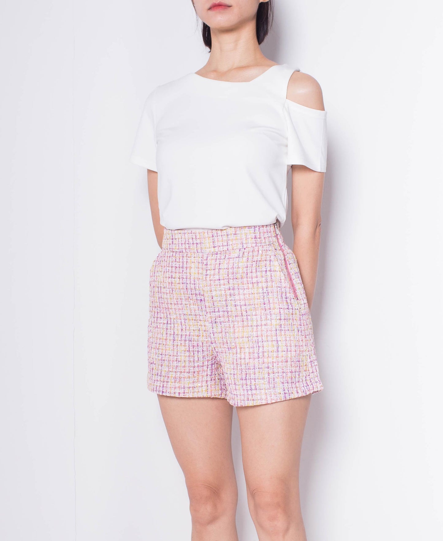 Women Tweed Short Pant - Pink - H0W946