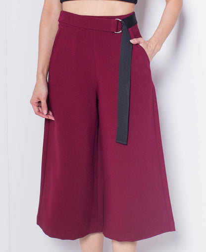 Women Culottes Pants - Dark Red - H0W955