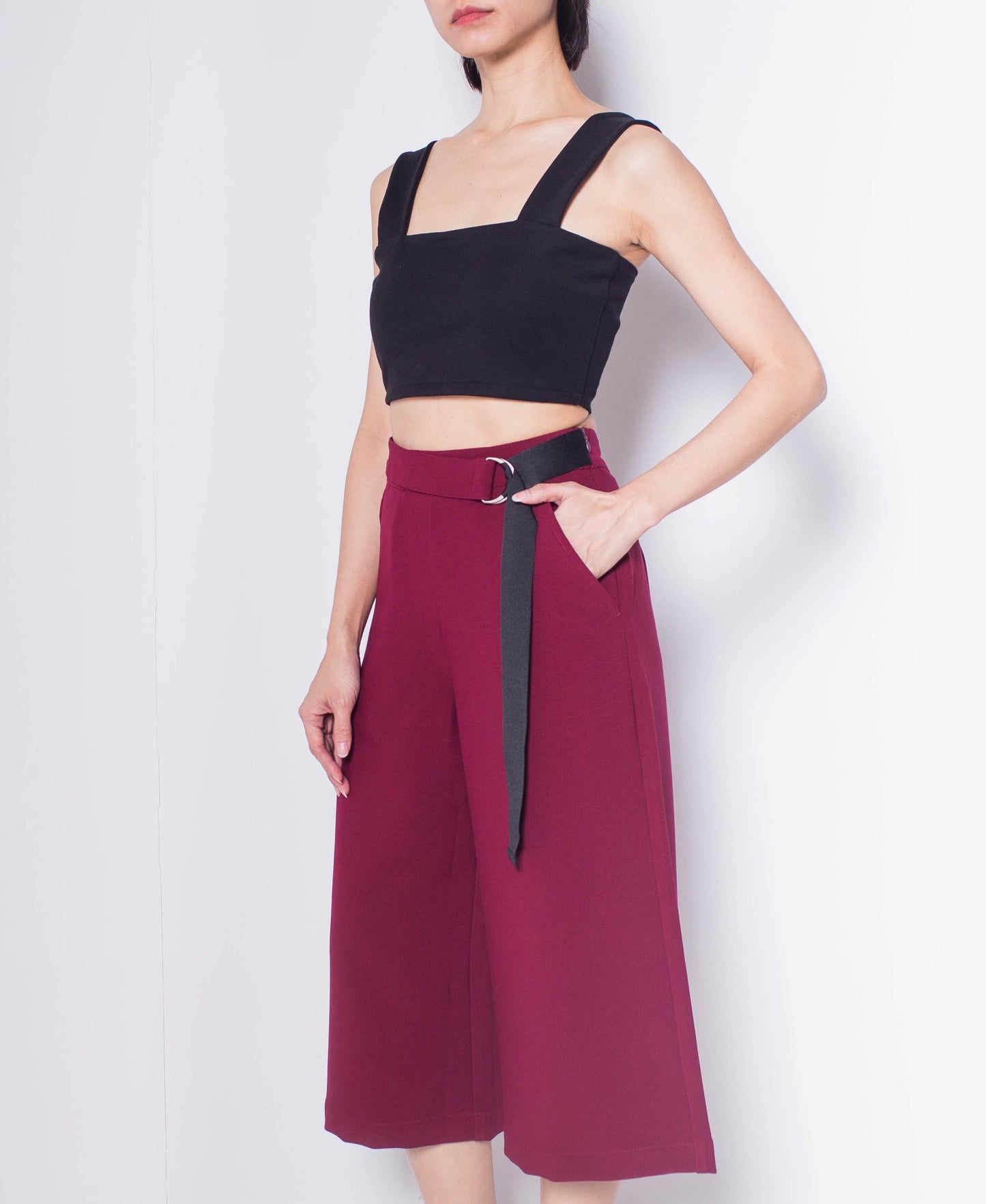 Women Culottes Pants - Dark Red - H0W955