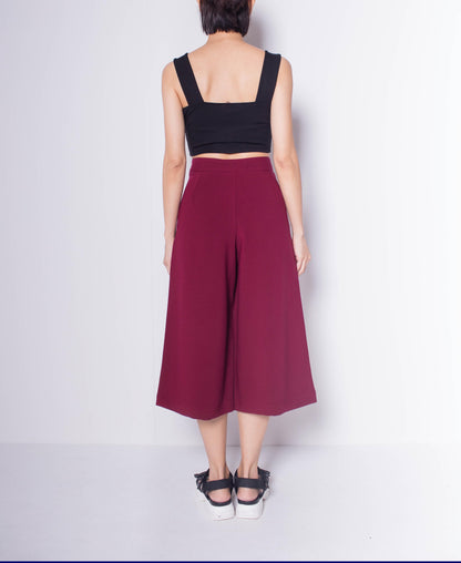 Women Culottes Pants - Dark Red - H0W955