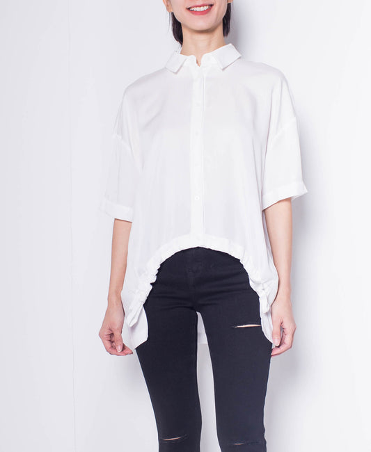 Women Short-Sleeve Blouse - White - H9W340