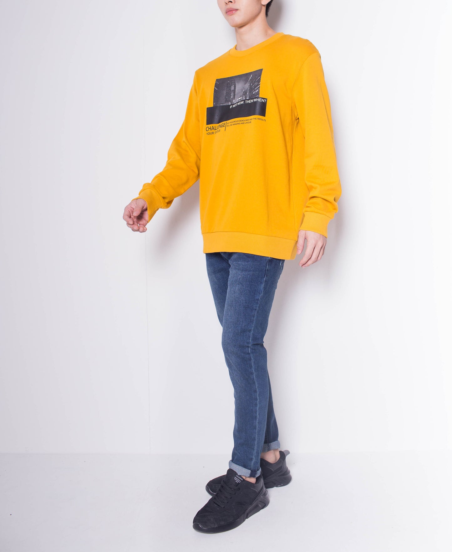 Men Graphic Sweatshirt - Yellow - H0M510