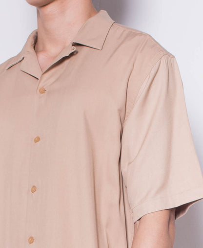 Men Short-Sleeve Camp Collar Shirt - Khaki - H0M636