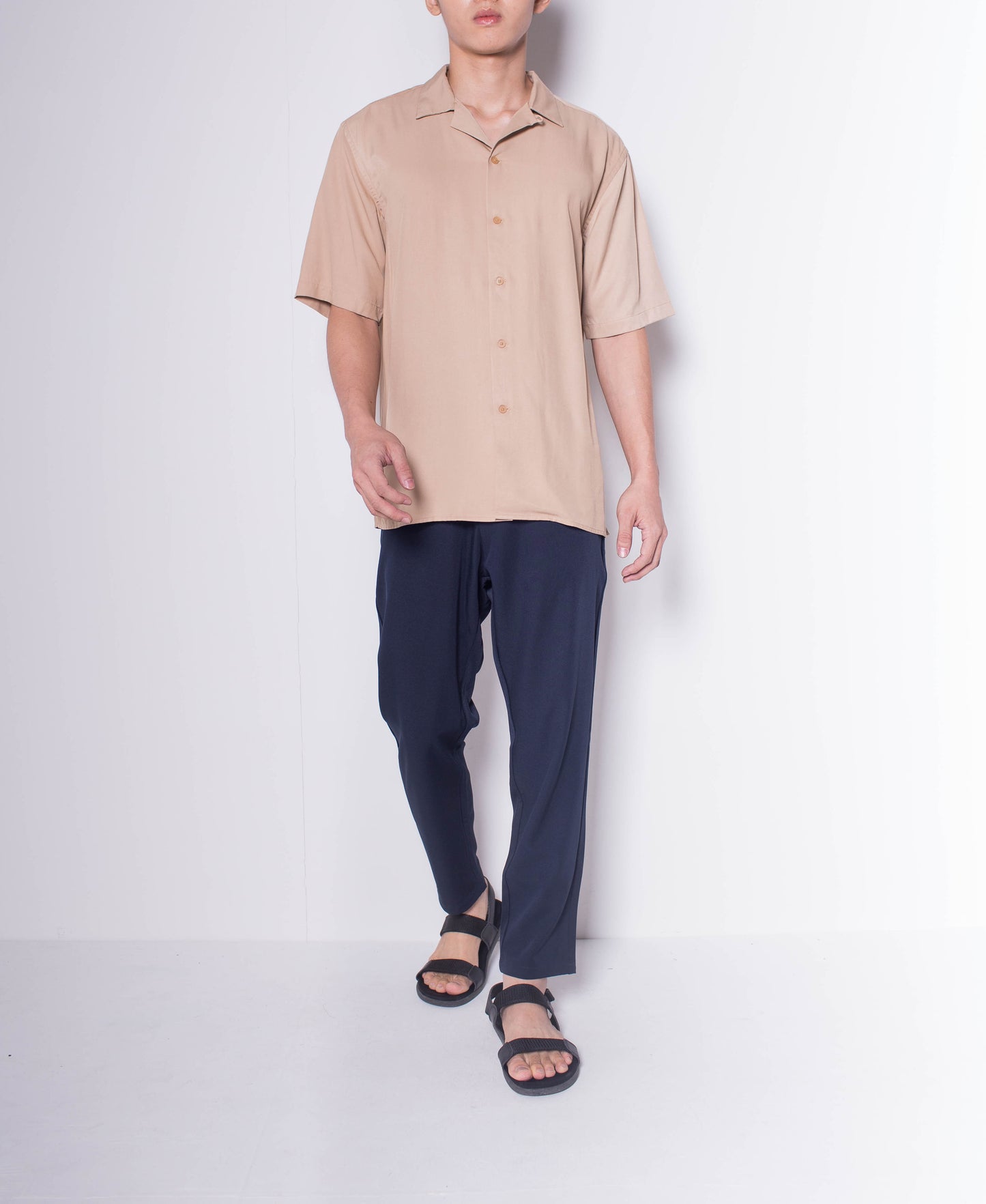 Men Short-Sleeve Camp Collar Shirt - Khaki - H0M636