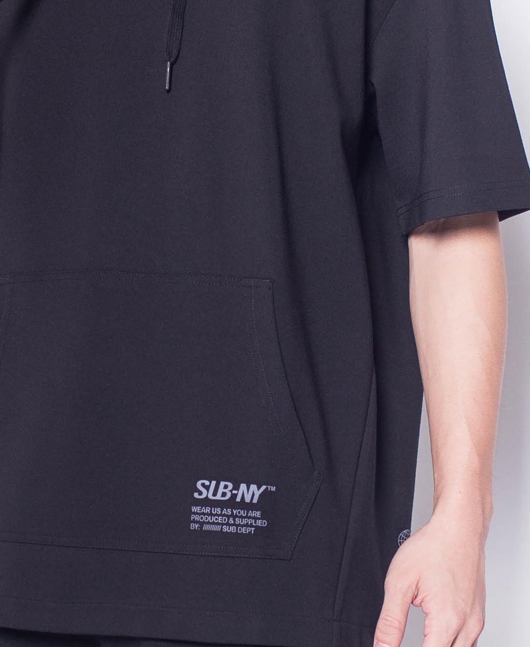 Men Oversized Short-Sleeve Sweatshirt Hoodie - Black - H0M680