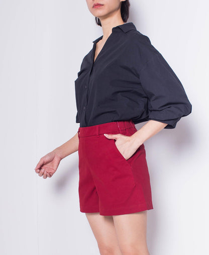 Women Short Pant - Dark Red - H0W809