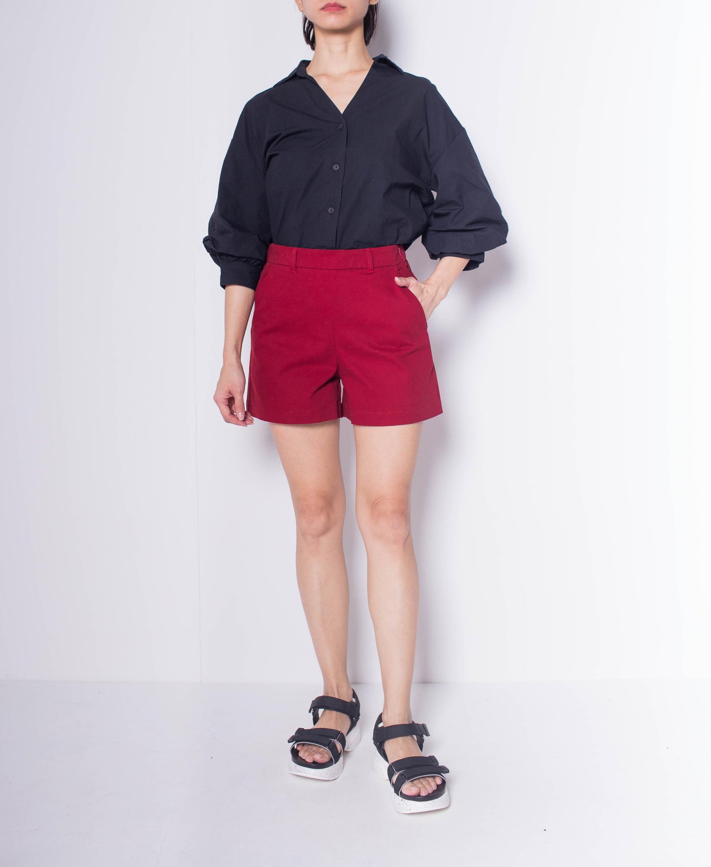 Women Short Pant - Dark Red - H0W809