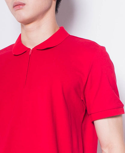 Men Short-Sleeve Zip Polo Shirt - Red - H0M920