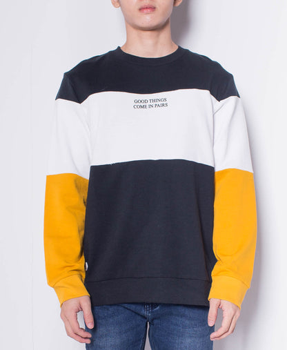 Men Color Block Sweatshirt - Black - H0M504