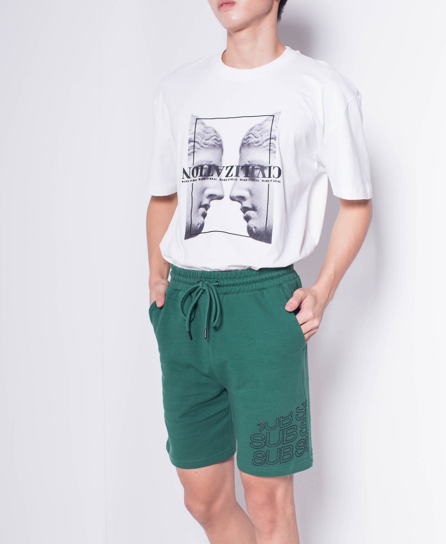 Men Knit Short Jogger - Green - H0M516