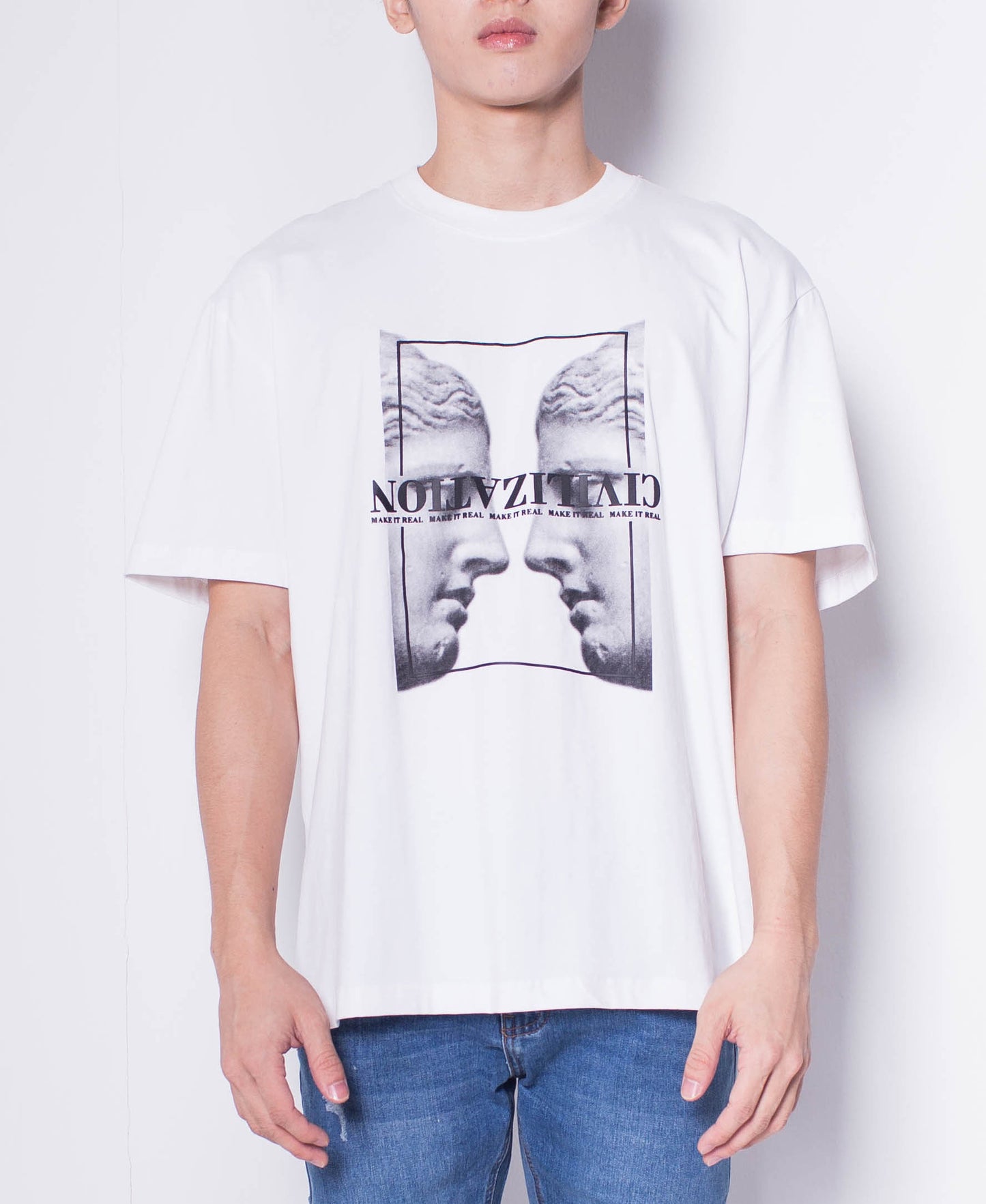 Men Short-Sleeve Oversized Graphic Tee - White - H0M548